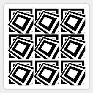 1960's Mod Squares in Black and White - Retro Abstract Magnet